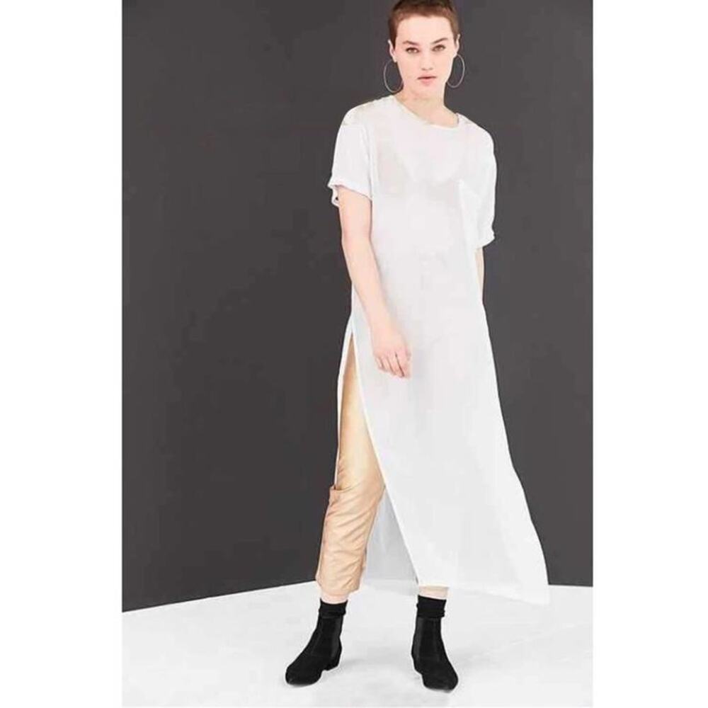 New Silence + Noise Cyra Sheer Maxi Tee in Blue Women's Size M